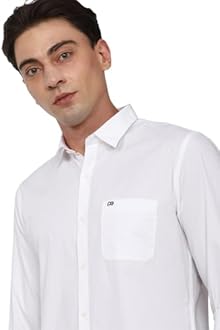 Peter England Men's Slim Fit Full Sleeve Cotton Solid Casual Shirt with Pocket
