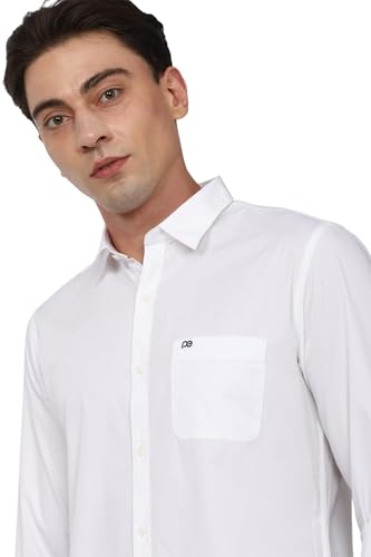 Peter England Men's Slim Fit Full Sleeve Cotton Solid Casual Shirt with Pocket