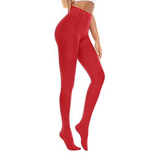 Image of American Trends Tights for Women, 80D Semi Opaque High Waisted Pantyhose, Footed Run Resistant Dance Tights Stockings