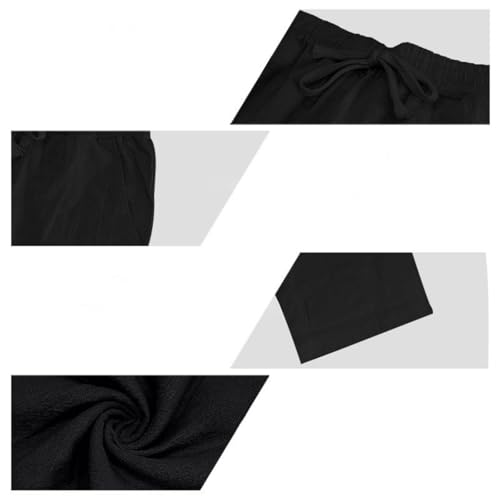 Linen Pants for Men Fashion Straight Leg Elastic Waist Casual Pants Relaxed Fit Breathable Trouser Pant with Pockets4