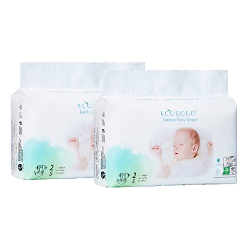 ECO BY MAMI - Pack 2 bolsas Pañal Ecológico Eco Boom. 70% Biodegradable, Hipoalergénico, Talla S. 100% BAMBÚ.