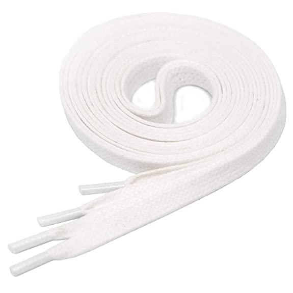 Buy Flat White Shoe Laces for Sports Shoes Boots Sneakers Skates All Adult and Kids 7mm ( 2 Pair