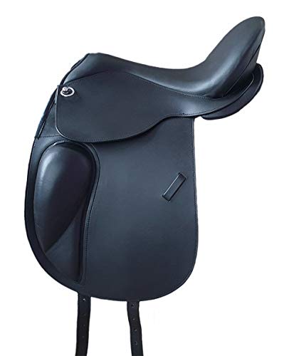 Foto von A&M Reitsport Baumloser Dressur Sattel Preston aus Büffelleder Schwarz, Mit Klettkissen, Größe:16 Zoll