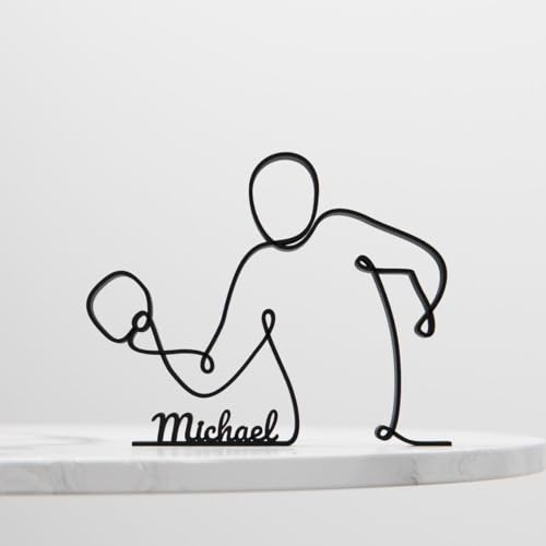 Image of Table Tennis Player Personalized Line Art Figure Plastic Decorative Sports Sculpture with Custom Name for Home Office Desk Shelf Table Display Minimal Athlete Decor India