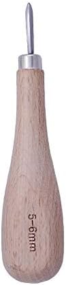 3mm 4mm 5-6mm Leather Craft Wooden Diamond Rhombus Awl DIY Leather Stitching Sewing Awl Leathercraft Punch Tool - (Color: Bent Cone)