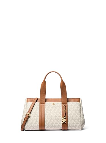 Michael Kors Romee Bolsa pequena, ferragens douradas/Sarja revestida com assinatura MK/baunilha/bolota
