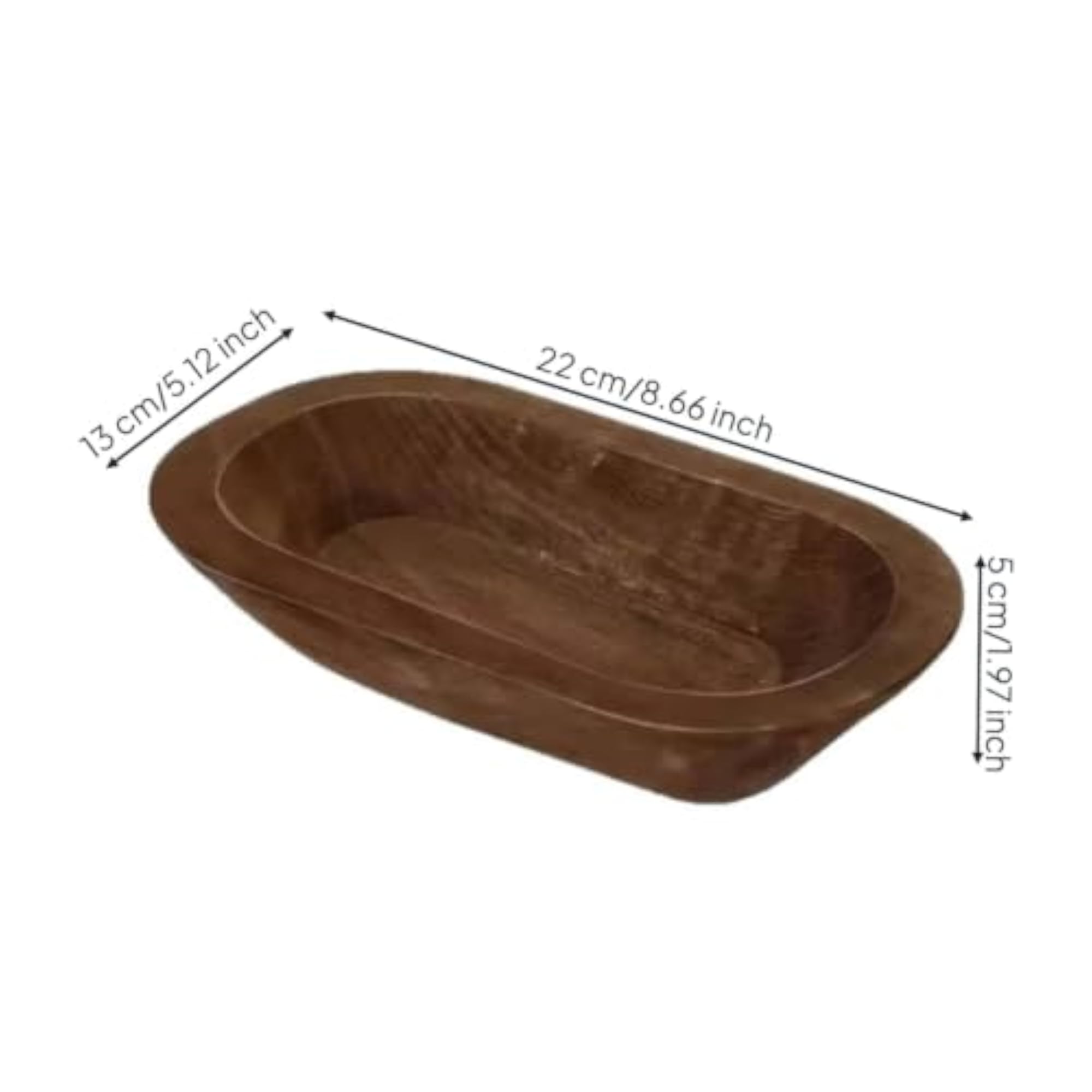 10 Pieces Solid Wood Oval Decorative Bowls, Set for Tabletop