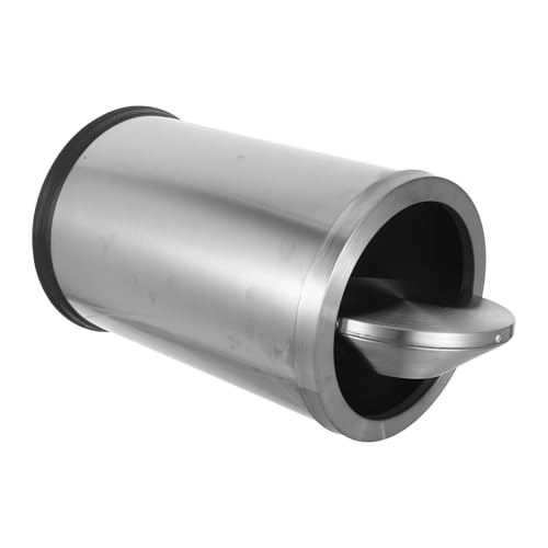 STOBAZA Cubo de Basura de Acero Inoxidable de 9L Tapa Abatible Diseño Cilíndrico Delgado para Cocina Baño y Dormitorio Bote de Basura de Cocina Resistente a Manchas y Control de Olores