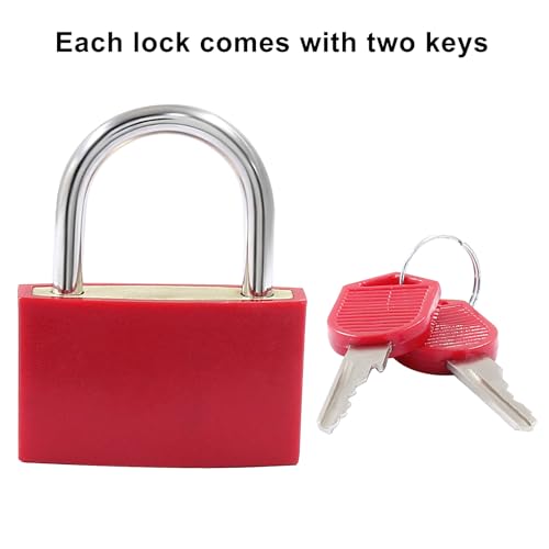 Image of BokWin 2 Pack Keyed Padlock Luggage Locks Red ABS Plastic Covered Copper Padlock for Jewelry Box Laptop Bag Backpack Gym Locker