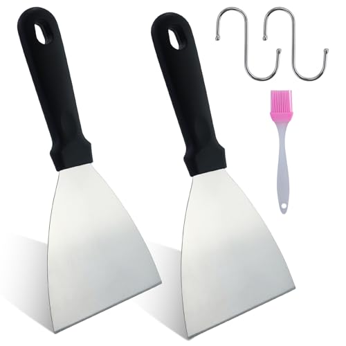 Grillspachtel, 4 Stück Plancha Spachtel Küchenspachtel Set, Grill Spachtel Edelstahl mit Kunststoffgriff, Pizzaspatel für BBQ/Küche/Kochen/Reinigen, Schräger Rand & Spülmaschinenfest Grillspachtel, 4 Stück Plancha Spachtel Küchenspachtel Set, Grill Spachtel Edelstahl mit Kunststoffgriff, Pizzaspatel für BBQ/Küche/Kochen/Reinigen, Schräger Rand & Spülmaschinenfest