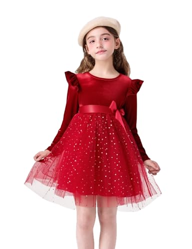 Toddler Baby Girl Christmas Dress Bowknot Velvet Tutu Dresses for 2-8 Years