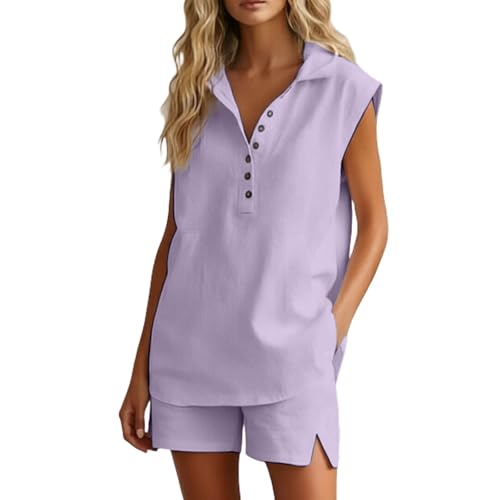 Ensemble de sport femme short ample deux pièces tenue d'été à capuche