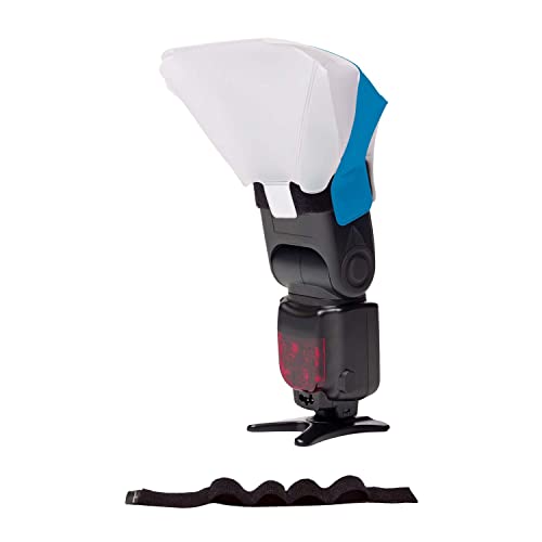 LumiQuest Ultrasoft Frosted Light Diffuser, Compact Light Modifier with UltraStrap Bundle, Universal Classic Design for External Camera Flashes, Neon Blue