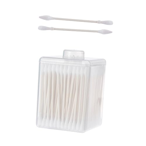 HONMEET 200pcs Natural Cotton Makeup Cotton Swabs Double Tips for Eye Makeup and Beauty Use Portable Box