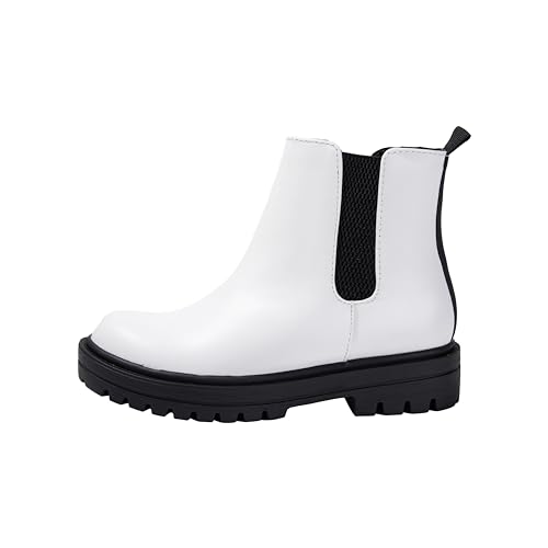 Girls Boots ~ Lug Sole Low Heel Fashion Ankle Kids Chelsea Bootie Elastic Gore Side Zipper Pandora-2