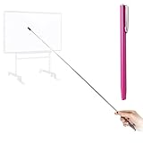 Pointer - Teachers Pointer - Teaching Pointer - Hand Pointer Extended Length, Presenter Whiteboard Pointer, Black Matte with Chrome Trim (Pink)