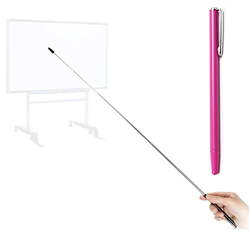 Telescopic Teachers Pointer,Teaching Pointer Stick for Classroom,Metal Hand Retractable Pointer Extended Length 25Inch, Handheld Presenter Whiteboard Pointer (Pink)