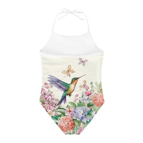 Image of Cute Backless One Piece Swimsuits for Girls Adjustable Halter Strap Bathing Suit Beach Swimwear for Girls