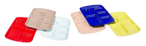 Plateau repas 4 compartiments bleu paon plastique rigide et lavable pour self-service - 6