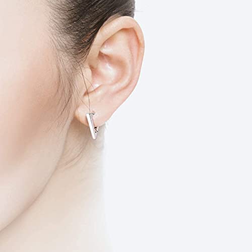 Milacolato 925 Sterling Silver Huggie Hoop Earrings For Women Geometric Triangle Dainty Huggie Stud Earrings 18K White Gold Plated #TOP4