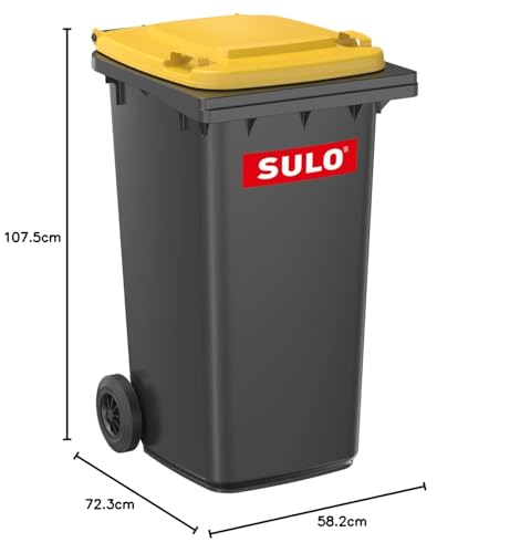 SULO CITYBAC CLASSIC Mülltonne 240L Grau RAL7021, Deckel Gelb RAL1018