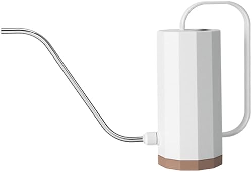 Regadera para plantas, regadera con boquilla larga, tetera blanca de 1.2L para plantas de interior y exterior para jardinería, plantas, flores,