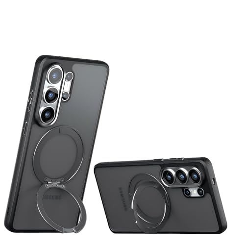 Image of Compatible with Samsung Galaxy A24 4G Case Cover,Compatible with Samsung Galaxy A24 4G Built-in 360Rotating Magnetic Mount Matte Translucent Phone Protective Case Black