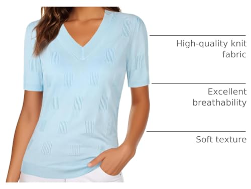 Image of Ninedaily Women's Tops Short Sleeve Sweater Knit T-Shirts Dressy Casual Blouses
