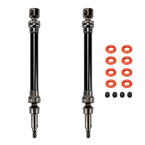 RCAWD Front and Rear CVD Drive Shaft #45 Steel & Alloy Aluminum Alloy for 1/10 ARRMA 4S Outcast & Kraton Rc Hobby Model Car Upgraded Hop-Up Part 2pcs(Black)