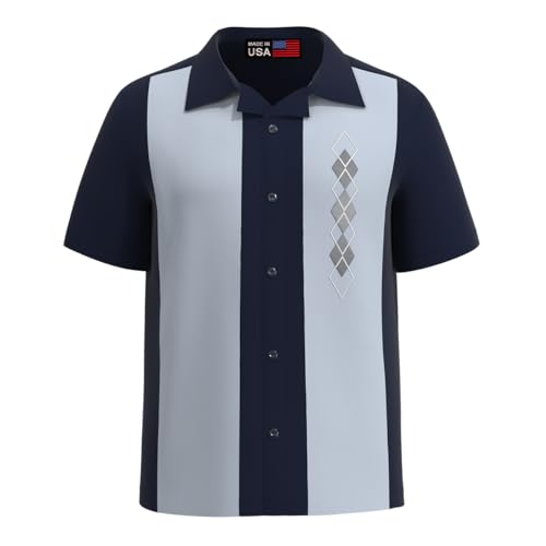 Lucky Paradise Men's Camp Vintage Short-Sleeve Cuban Style Bowling Shirt - Cozumel - Guayabera