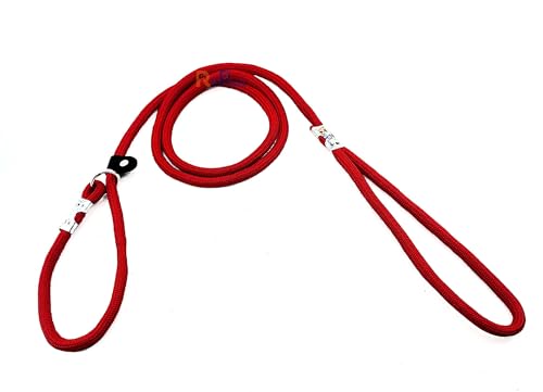 Image of RvPaws Dog Training Leash Slip Leash, Adjustable Length, Strong & Durable Training Show Leash,Soft Nylon Rope I Leather Adjustable, Length 5 Feet X 1 CM - Pack of 1 (Multicolor)