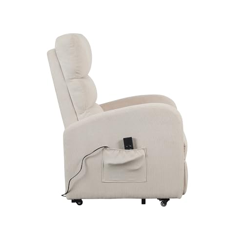 Poltrone Italia Poltrona Relax Elettrica 4 Ruote Reclinazione Poltrona Per Anziani Soggiorno Elevabile Detraibile 19% Microfibra Beige - 5