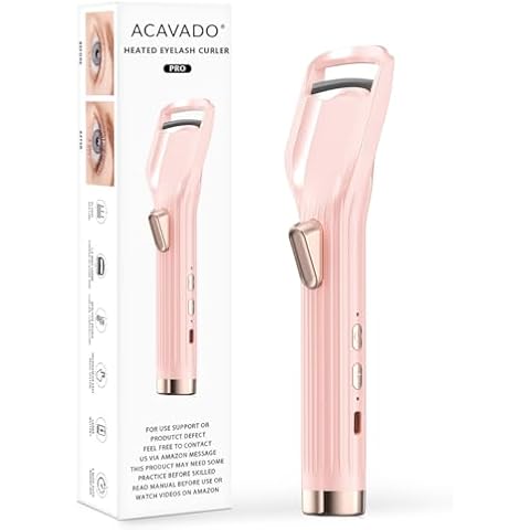 Heated Eyelash Curler Premium PRO - Fast Heat up in 8s - 24 Hours Long Lasting - Rechargeable Electric Eyelash Curler with Type-C, Innovative L Silicone, 2 Heat Modes, Anti-Burn Eyelid, Pink Cover