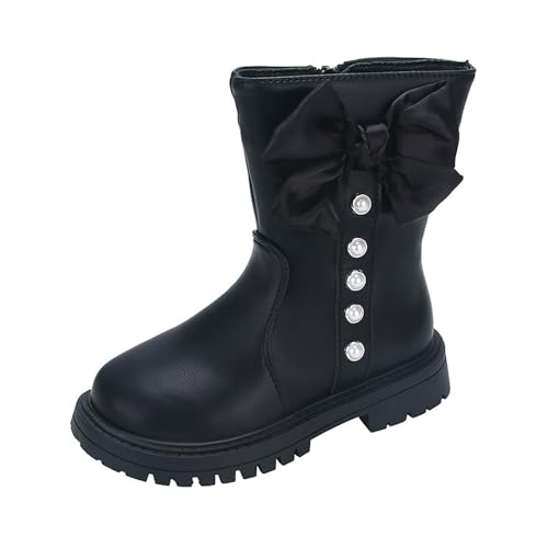 Toddler Girls Mid Calf Boots Kids Riding Boots with Side Zipper Comfortable Thick Sole Riding Shoes