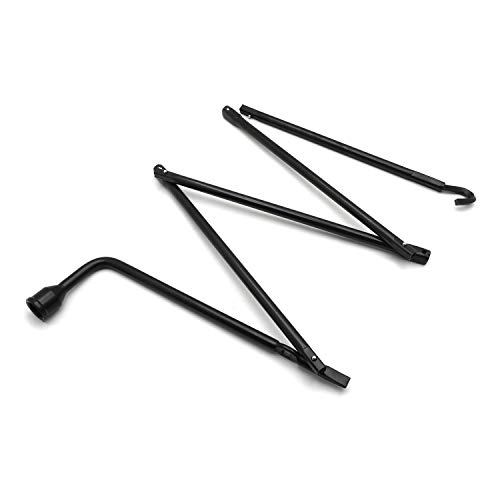 SKULL PIVOT Spare Tire Repair Tools, 5 Black Wheel Lug Wrench Spare Tire Kit Compatible with Ram 1500 2002-2015 Pickup Repair Change Tool