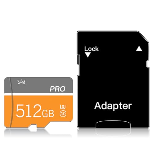 512GB Carte mémoire de Carte Micro SD 512 Go Classe 10 Carte mémoire avec Adaptateur SD pour Le téléphone, la caméra, Le Drone, la Console