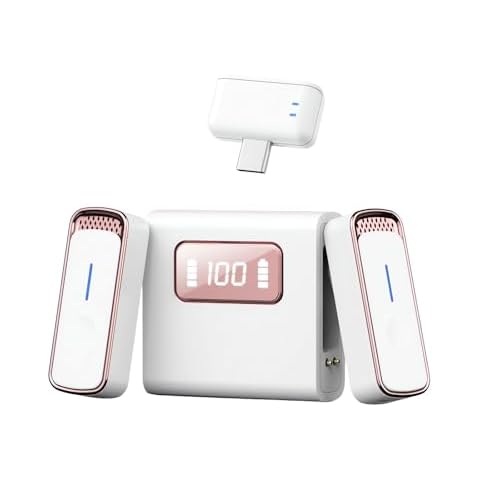 LINKEET Wireless Lavalier Microphone for iPhone 15 & Android (2TX+1RX+Charging Case), USB C Mini Lapel Clip Mic, Noise Cancellation, 70ft, 8H Battery for Video Recording/Vlog/Interview, Rose Gold Cover