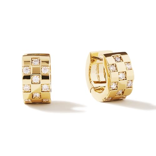 Ana Luisa Eden Huggie Hoop Earrings for Women - Chunky 14K Gold Plated & Silver Rhodium Plated Hoops with Cubic Zirconia -Hypoallergenic, Water-Resistant, Tarnish-Free Dainty Womens Earrings