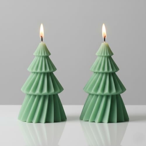 Grüne Adventskerzen 29 2 Stück Weihnachtsbaum - Grün - Tannenbaum Kerzen - Handmade...