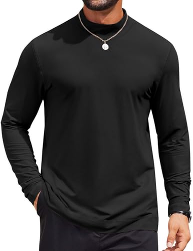 COOFANDY Mens Mock Turtleneck Long Sleeve Shirts Casual Basic T-Shirt Lightweight Mockneck Pullover Sweater for Men