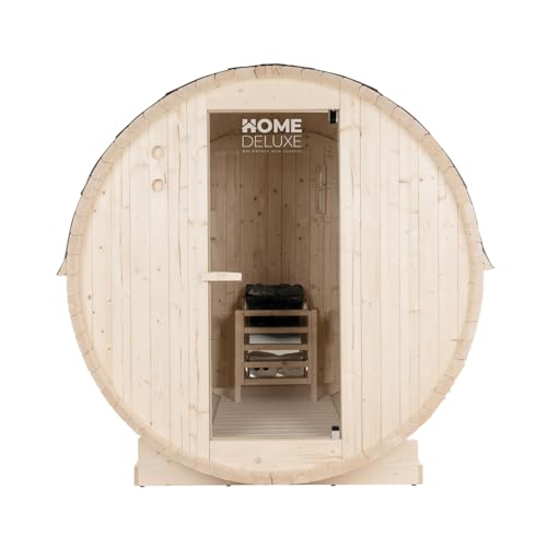 Home Deluxe - Sauna extérieur en tonneau Lahti L - Dimensions : L x P x H : env. 189 cm x 191 cm x 180 cm, Bois : épicéa - poêle et Accessoires de Sauna...
