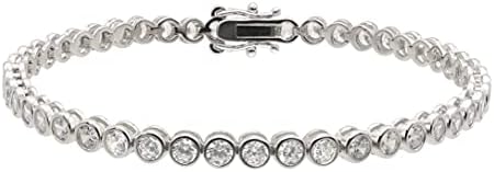 La Gioielleria- Tennis in Argento 925 con Zirconi Bianchi a Forma Rotonda, 18 cm | Bracciale Tennis da Donna di Altissima Qualità | Certificato di Garanzia e Autenticità