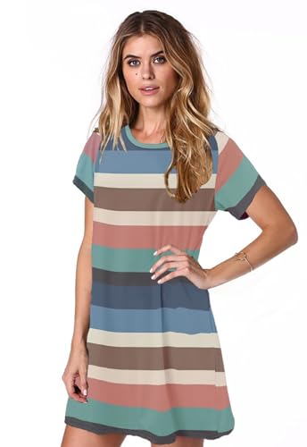 Image of Alaster Women's Casual Summer T Shirt Dress Loose Short Sleeve Tunic Dress with Pocket for Women