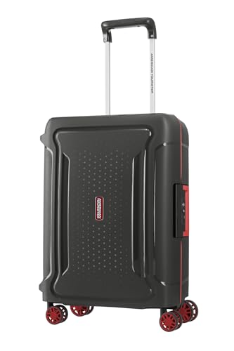 American Tourister Tribus Suitcase 55 cm / 20 inch 4 Spinner Wheels Hard Top PP Dark Grey|Address Tag|TSA Lock|Scratch Resistant Texture|3-Point Locking System - 3 Years Global Warranty
