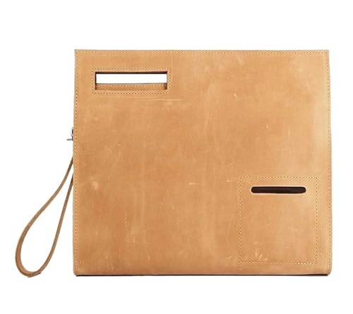 Leather Briefcase File Bag Genuine Leather Documents Pouch Featured Crazy Horse Leather A4 File Hand Bag Formal Business