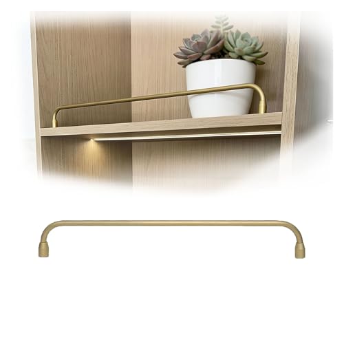 Image of HQLBD Shelf Rail Brackets Gold Decorative Tipping Guard 1 2 3 4 Pack, 10 15 20 25 30 35 40 Inch Shelf Railing Hardware for Wood Shelves, Gallery Rails for Kitchen Storage(1 Pack,18inch/46cm)