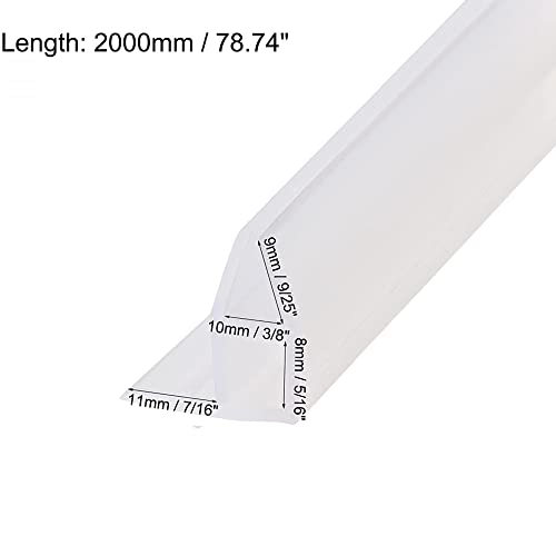 Mxcell Shower Door Seal, Frameless Glass Shower Door Sweep Corner-Type Door Seal Strips With 11Mm Drip Rail For 10Mm Glass, 2000Mm Length #TOP4