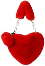 1 Red Heart Shaped Handbag, Cute Plush Bag, Cute Cross Body Bag For Women, Creative Soft Chain Shoulder Bag, Fashion Clothing Bag., red, M
