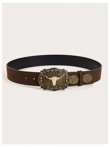 Women's Retro Western Belts Carved PU Leather Medium Waist Cowgirl Belts for Jeans3