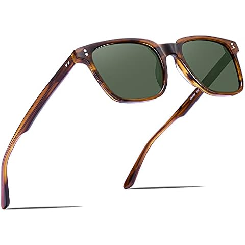CARFIA Retro Square Polarised Sunglasses with UV Protection Cover